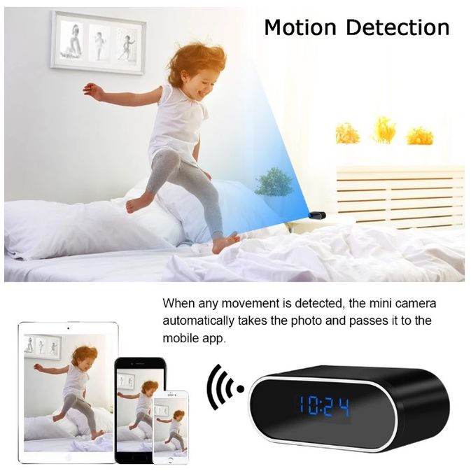 【超優惠】時尚電子鐘造型無線網路攝影機  WIFI 1080P 帶夜視 送64G記憶卡
