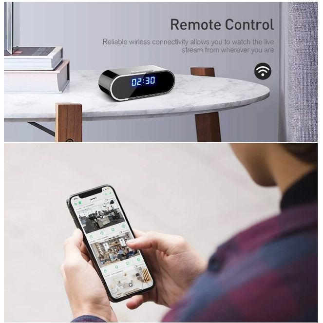 【超優惠】時尚電子鐘造型無線網路攝影機  WIFI 1080P 帶夜視 送64G記憶卡